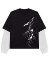 Black With White Sleeve Oversized Tee Front Design