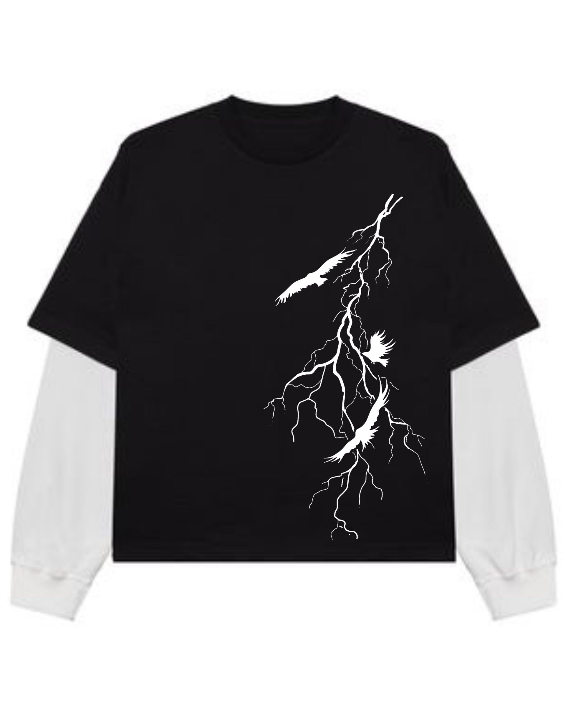 Black With White Sleeve Oversized Tee Front Design