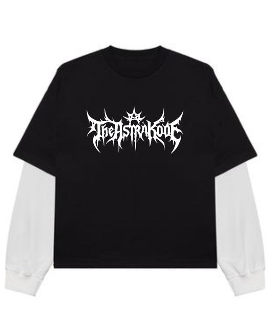 Black With White Sleeve Oversized Tee Front Design